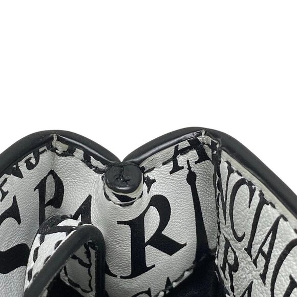 BALENCIAGA Shopping Phone Holder 593826 White Black Red Leather Shoulder Bag - Picture 15 of 15